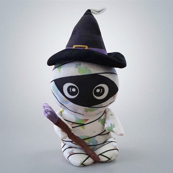 Mumia Bruxa de Pelúcia com Chapéu e Vassoura - 13x30x9cm - Halloween - 1 unidade - Rizzo