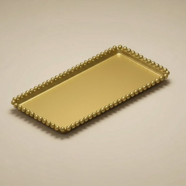 Bandeja Esfera Acrílica Durável Retangular - Dourado - 25x12,5cm - 1 unidade - Rizzo
