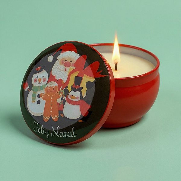 Vela Aromática De Natal - Lata Metálica Noel com sua Turma - 96g - 1 unidade - Rizzo