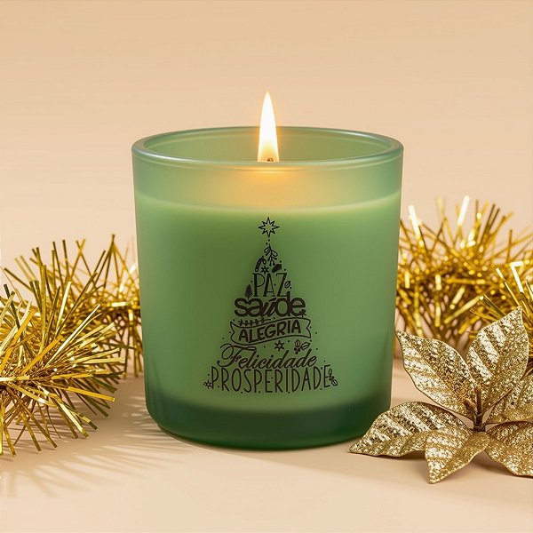 Vela Aromática de Natal - Boas Vibrações - Verde - 150g - 1 unidade - Rizzo
