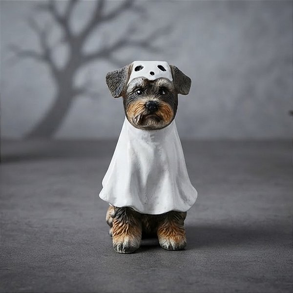 Enfeite Decorativo de Halloween em Resina - Cachorro Fantasma - 10x6x7cm - 1 unidade - Cromus - Rizzo