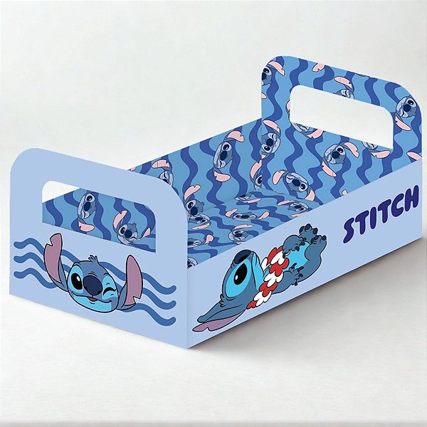 Cesta de Papel Cartão - Stitch - 18x5x13cm - Disney Original - 1 unidade - Festcolor - Rizzo
