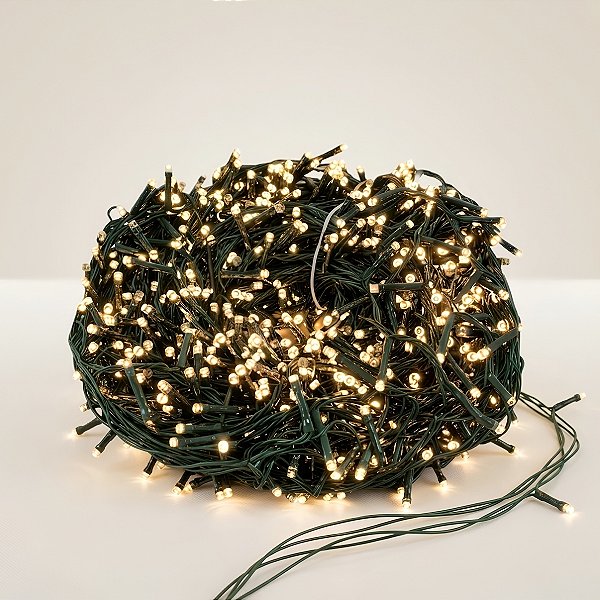 Cordão de LED Luz Branca Quente com Fio Verde 1500 Leds - 60m Bivolt - 1 unidade - Cromus - Rizzo
