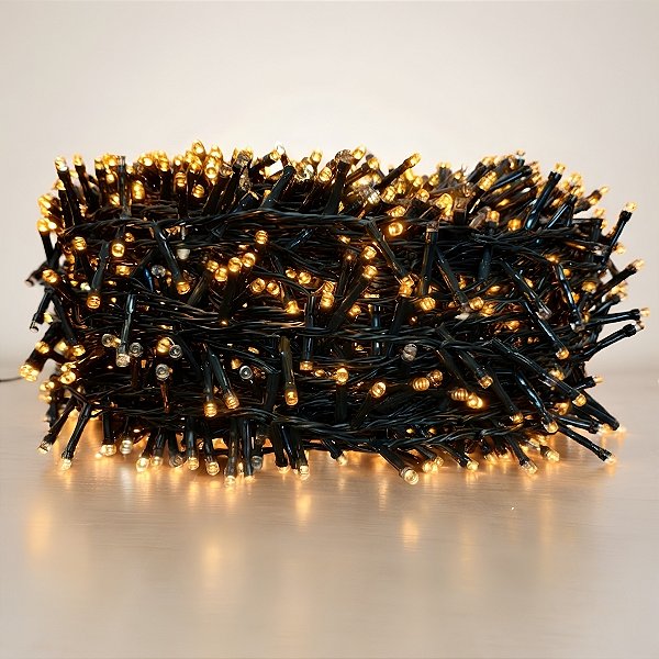 Cordão de LED Luz Âmbar com Fio Verde 2000 Leds - 80m Bivolt - 1 unidade - Cromus - Rizzo