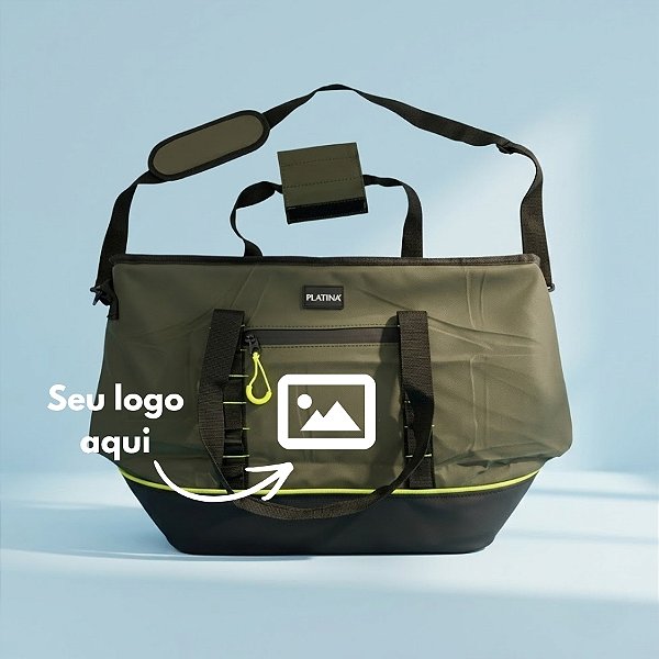 Bolsa Térmica com Alça 26L Personalize com Logo - Verde e Preto - 51x34x24cm - 1 unidade - Rizzo