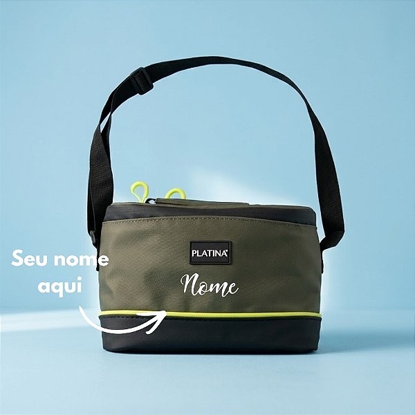 Bolsa Térmica com Alça 4L Personalizado com Nome - Verde e Preto - 24x15x16cm - 1 unidade - Rizzo