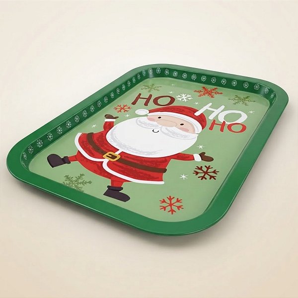 Bandeja de Metal Decorativa de Natal - Noel Ho Ho - 34x23x1,5cm - 1 unidade - Rizzo