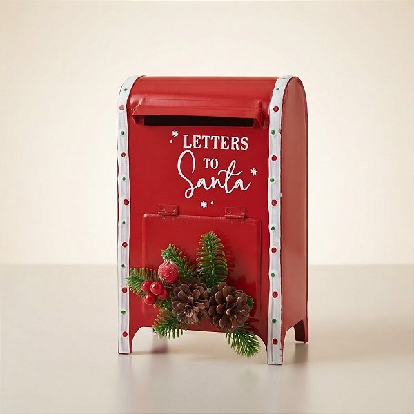 Enfeite Decorativo De Natal - Mini Caixa de Correio Letters To Santa - 15x25x9cm - 1 unidade - Rizzo