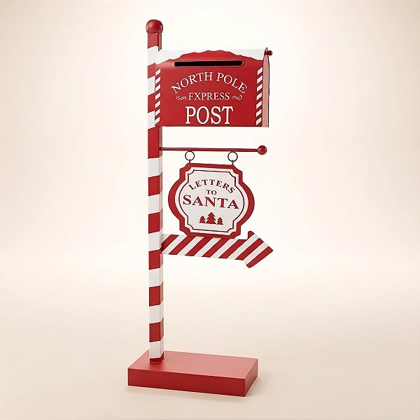 Enfeite Decorativo De Natal - Correio com Placa Letters To Santa - 26x80x14cm - 1 unidade - Rizzo