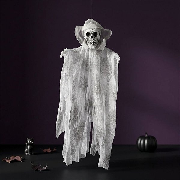 Enfeite Decorativo de Halloween - Caveira Fantasma Dimas - 95cm - 1 unidade - Cromus - Rizzo