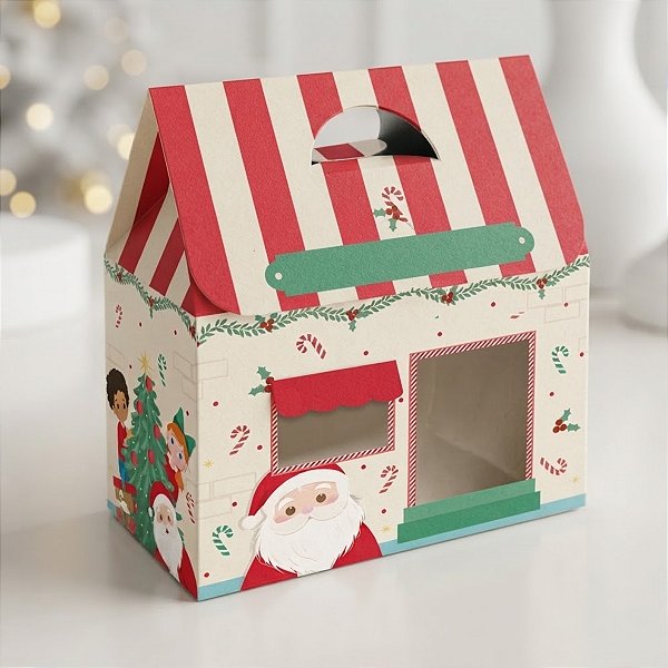 Caixa Maleta de Natal com Visor - Surpresa do Noel - M 15x8x21cm - 1 unidade - Cromus - Rizzo