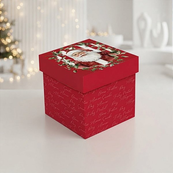 Caixa Cubo - Natal Afetivo - G 17x17x17cm - 1 unidade - Cromus - Rizzo