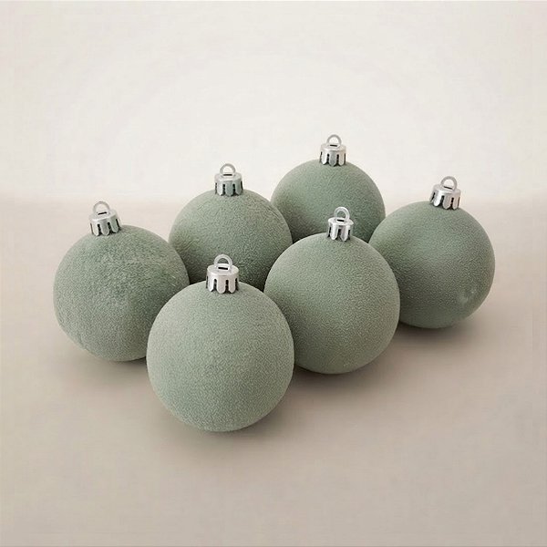Bola de Natal - Texturizada - Verde Militar - 8cm - 6 unidades - Cromus - Rizzo