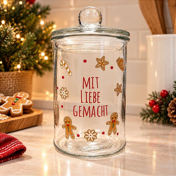 Pote de Vidro Hermético de Natal - Ginger Mit Liebe Gemacht - 630ml - 1 unidade - Rizzo