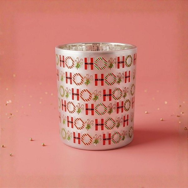 Porta Velas de Vidro de Natal - HoHoHo Colorido - 330ml - 1 unidade - Cromus - Rizzo