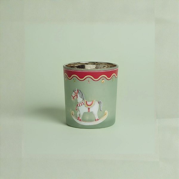 Porta Velas de Vidro - Balanço de Cavalo - 8x7x7cm - 1 unidade - Cromus - Rizzo