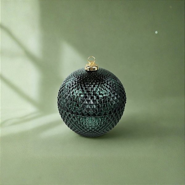 Bomboniere Redonda de Vidro de Natal - Verde - 8x6x6cm - 1 unidade - Cromus - Rizzo