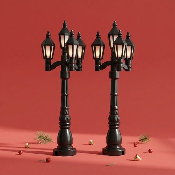 Enfeite Decorativo De Natal - Mini Poste com Luz - 12,5x8cm - 2 unidades - Cromus - Rizzo