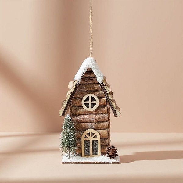 Casinha Decorativa de Natal - Marrom - 18cm - 1 unidade - Cromus - Rizzo