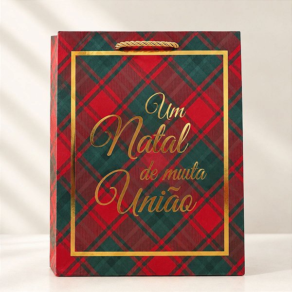 Sacola de Papel de Natal - Um Natal de Muita União - 27cm  - 1 unidade - Rizzo
