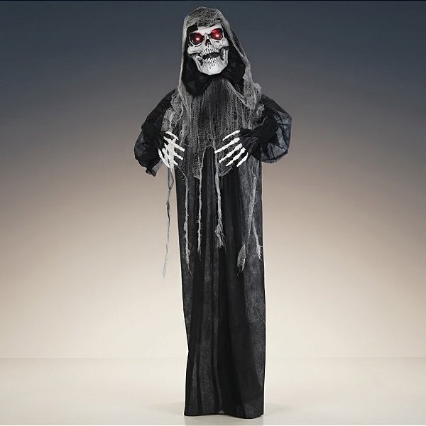 Enfeite Decorativo De Halloween Com Som, Luz e Movimento - Caveira Severus - 1,70m - 1 unidade - Cromus - Rizzo