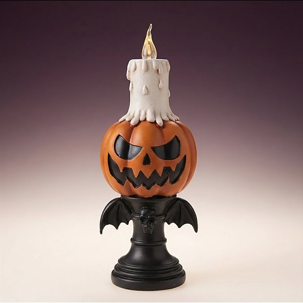 Vela Decorativa Com Led Halloween - Abóbora Malvada - 30x11x11cm - 1 unidade - Cromus - Rizzo