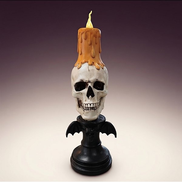 Vela Decorativa Com Led Halloween - Caveira - 32x11x11cm - 1 unidade - Cromus - Rizzo