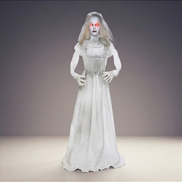 Enfeite Decorativo De Halloween Com Som, Luz e Movimento - Boneca Noiva Suzie - 1,70m - 1 unidade - Cromus - Rizzo