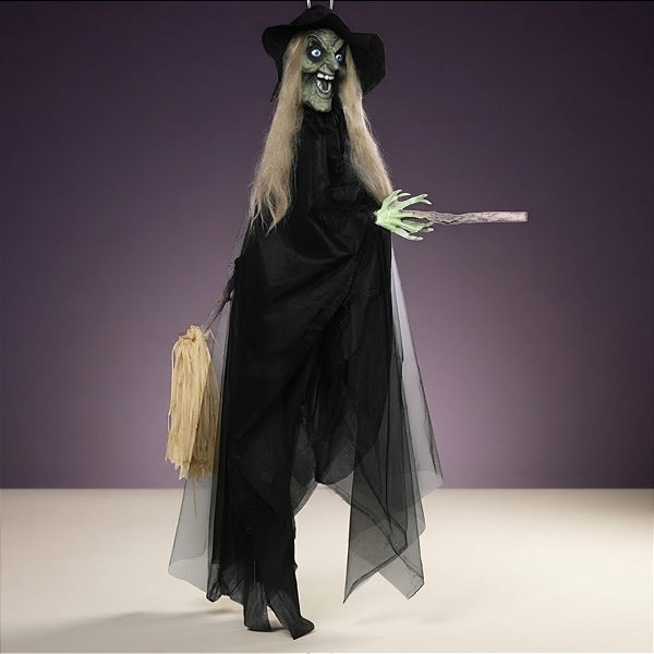 Enfeite Decorativo De Halloween Com Som e Luz - Bruxa Safira - 1m - 1 unidade - Cromus - Rizzo