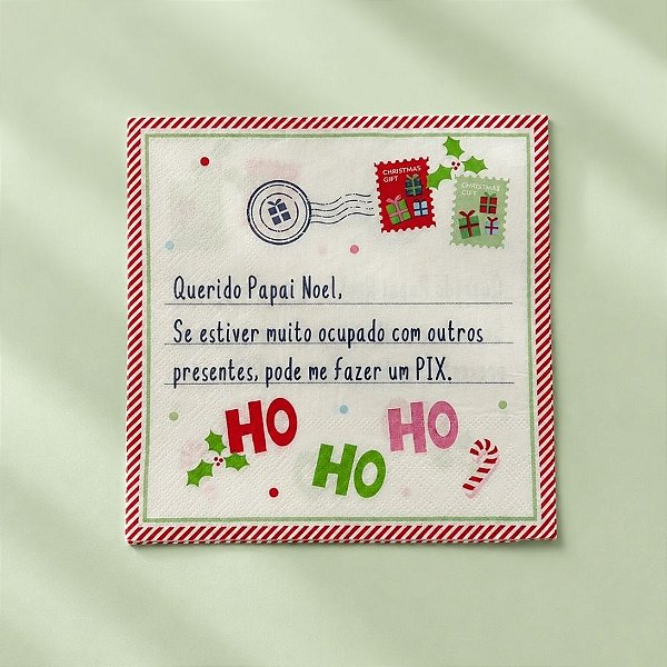 Guardanapo de Papel Natalino - Mensagem Pix - 32,5x32,5cm - 20 unidades - Cromus - Rizzo