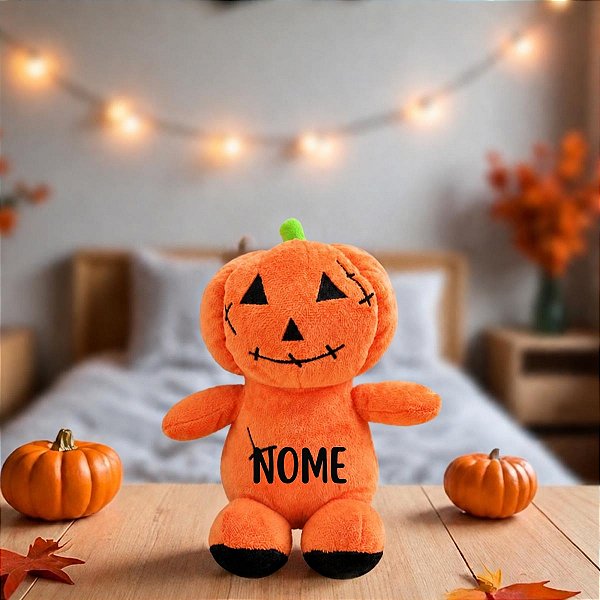 Pelúcia Abóbora Olho Triangular Personalizado com Nome - Halloween - 21cm - 1 unidade - Rizzo