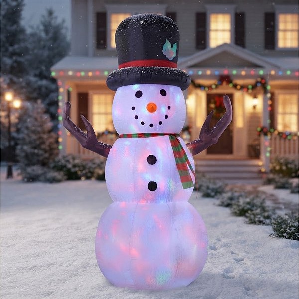 Boneco de Neve Inflável com LED - Bivolt - 260x150x100cm - 1 unidade - Cromus - Rizzo