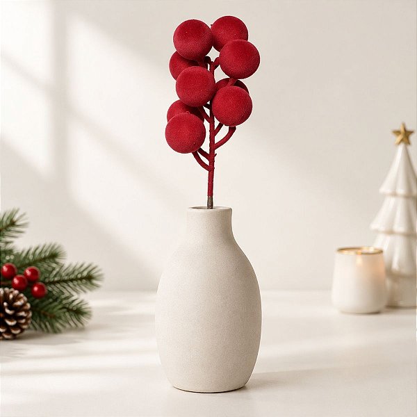 Pick Decorativo de Natal - Berry Veludo - Borgonha - 26cm - 1 unidade - Cromus - Rizzo