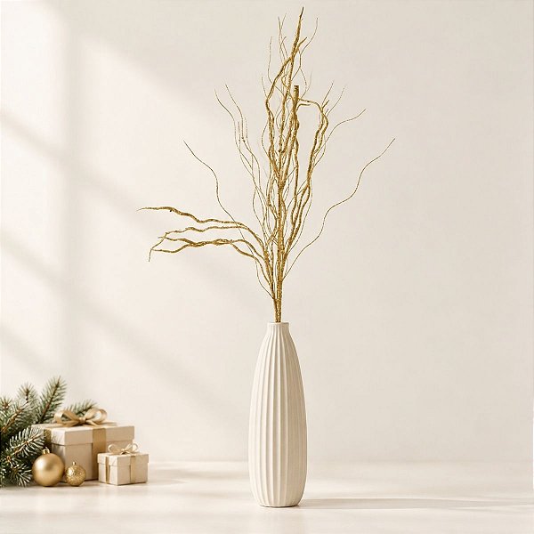 Galho Decorativo de Natal - Ouro com Glitter - 90cm - 1 unidade - Cromus - Rizzo