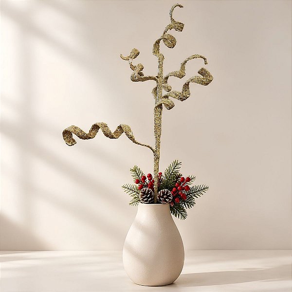 Galho Decorativo de Natal - Chá - Espiral - 67cm - 1 unidade - Cromus - Rizzo
