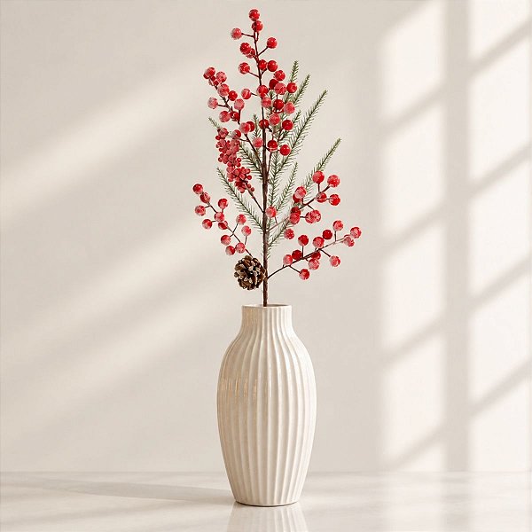 Galho Decorativo de Natal - Berry - Vermelho - 67cm  - 1 unidade - Cromus - Rizzo