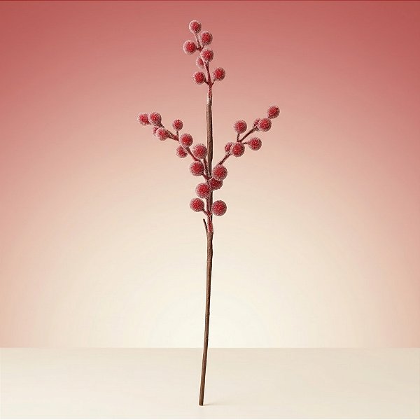 Galho Decorativo com Frutinhas - Vermelho e Marrom - 50cm - 1 unidade - Cromus - Rizzo