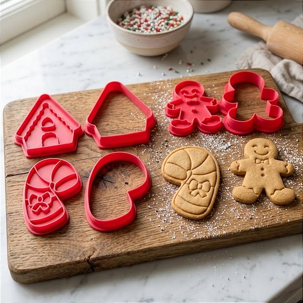 Kit Cortador + Carimbo Natalino Gingerbread 3D - Ref. 1087 - 5x5cm - 1 unidade - RR Cortadores - Rizzo