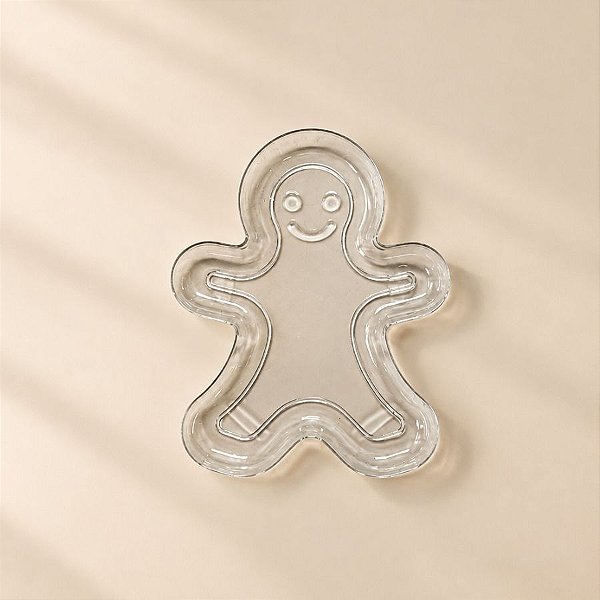 Bandeja Decorativa de Natal - Boneco Gingerbread - Transparente - 21,5cm - 1 unidade - Rizzo