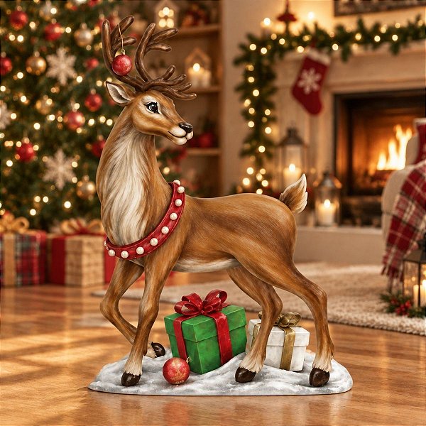 Decoração de Chão - Rena de Natal - 65x45cm - 1 unidade - Regina - Rizzo