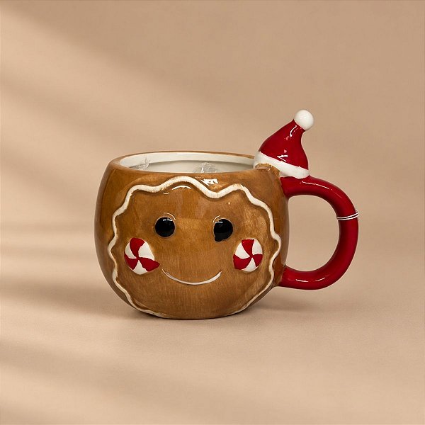 Caneca de Natal em Cerâmica - Gingerbread - 440ml - 1 unidade - Cromus - Rizzo