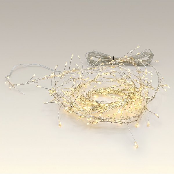 Cordão de LED Cluster Luz Quente com Fio Prata 300 Leds - 3m Bivolt - 1 unidade - Cromus - Rizzo
