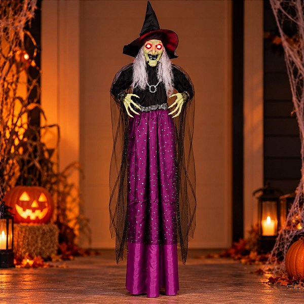 Enfeite Decorativo de Halloween com Som, Luz e Movimento - Bruxa Samira - 1,15m - 1 unidade - Cromus - Rizzo