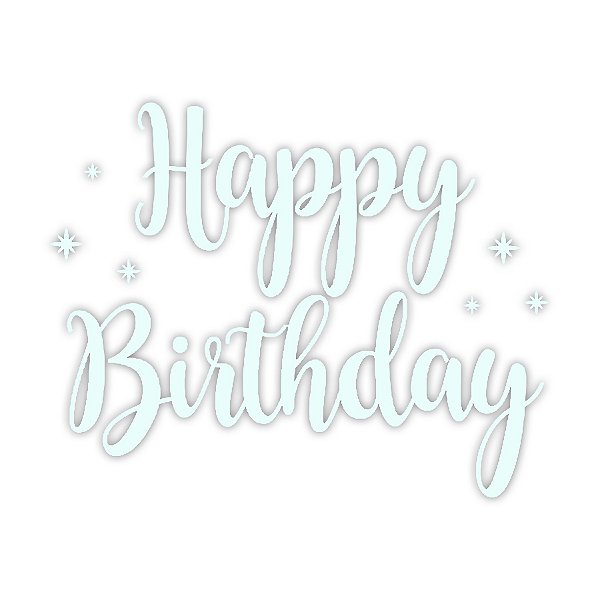 Transfer Para Balão Lettering Azul Claro - Happy Birthday Estrela - 01 Unidade - Rizzo