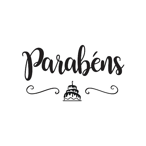 Transfer Para Balão Lettering Preto - Parabéns Bolo - 01 Unidade - Rizzo