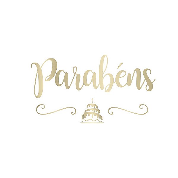 Transfer Para Balão Lettering Ouro - Prabéns Bolo - 01 Unidade - Cromus Balloons - Rizzo Balões