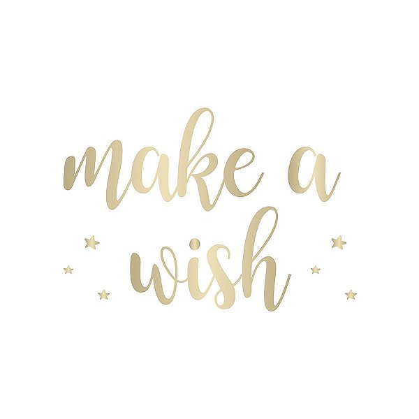 Transfer Para Balão Lettering Ouro - Make a Wish - 01 Unidade - Cromus Balloons - Rizzo Balões