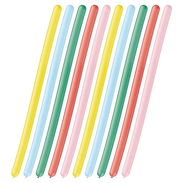 Balão de Festa Canudo - Sortido - 50 Unidades - Balões São Roque - Rizzo Balões