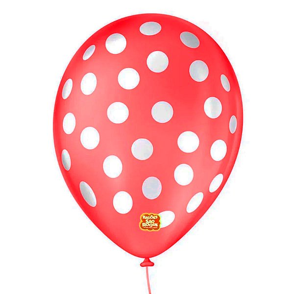Balão de Festa Decorado Poá Bolinha - Rosa Pink e Branco 9" 23cm - 25 Unidades - Balões São Roque - Rizzo Balões