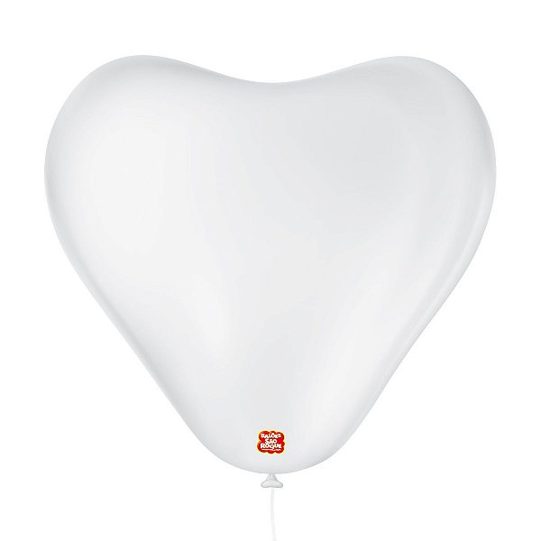 Balão de Festa Látex Coração - Branco - Balões São Roque - Rizzo Balões